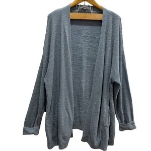 Barefoot Dreams CozyChic Lite Cardigan Womens 3X‎ Blue Open Front Pocket